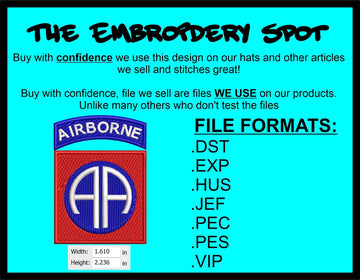 82nd Airborne Infantry Division Machine Embroidery Design | Instant Download |  7 format files